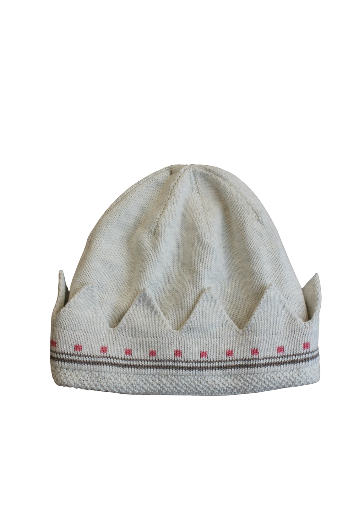 Purebaby Hat, Cream with pink crown, M-L