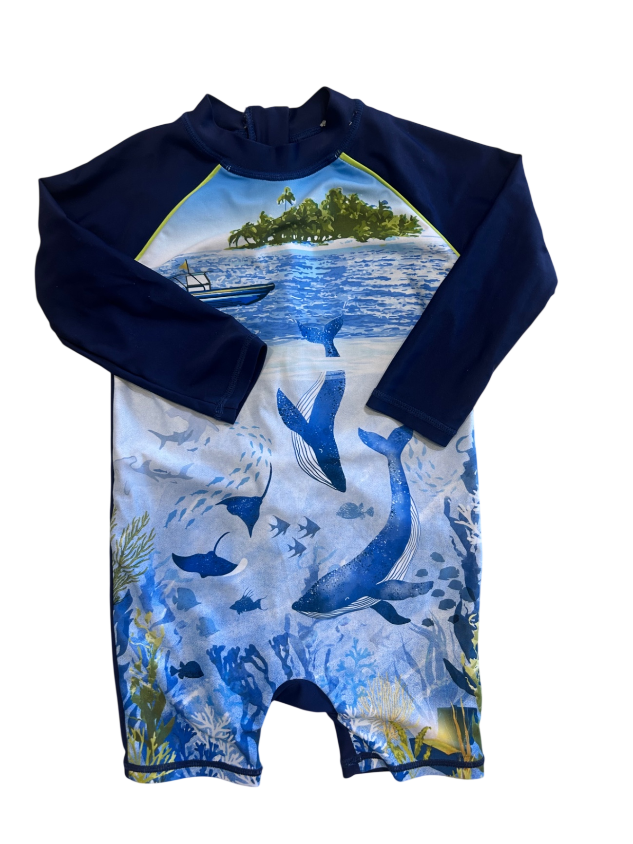 Bebe by Minihaha Sunsuit, Navy blue and light blue, 1
