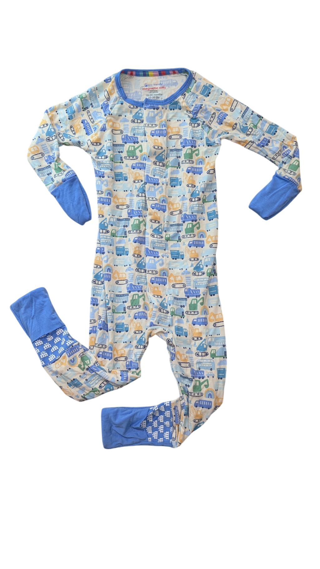 Magnetic Me Boilersuit, Blue/off-white/vehicles, 2