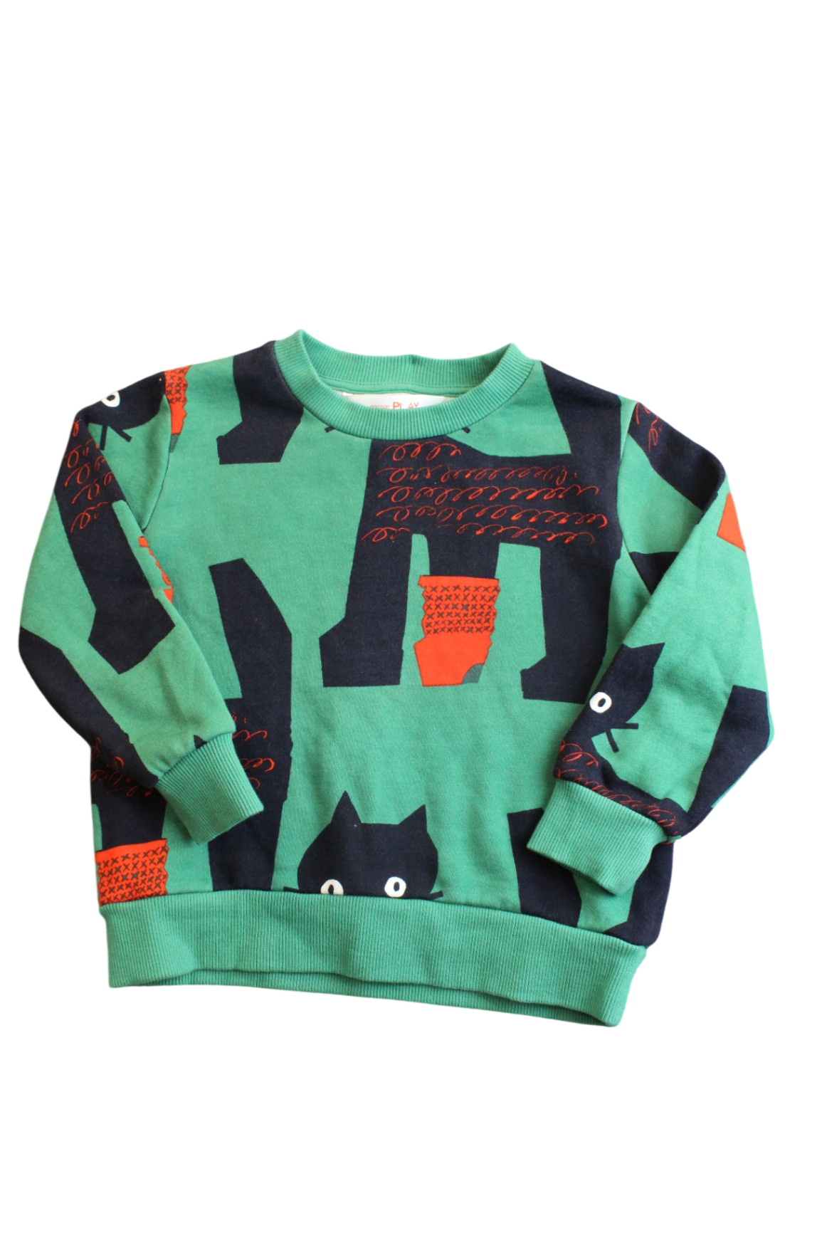 Gorman Playground Jumper, Green, cats, 3-4
