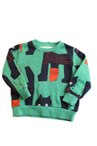 Gorman Playground Jumper, Green, cats, 3-4