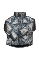 Zara Puffer Jacket, Blue Metallic, 13/14Y