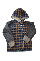 Oishi-m Jacket, Navy Blue Brown Plaid, 7-8Y