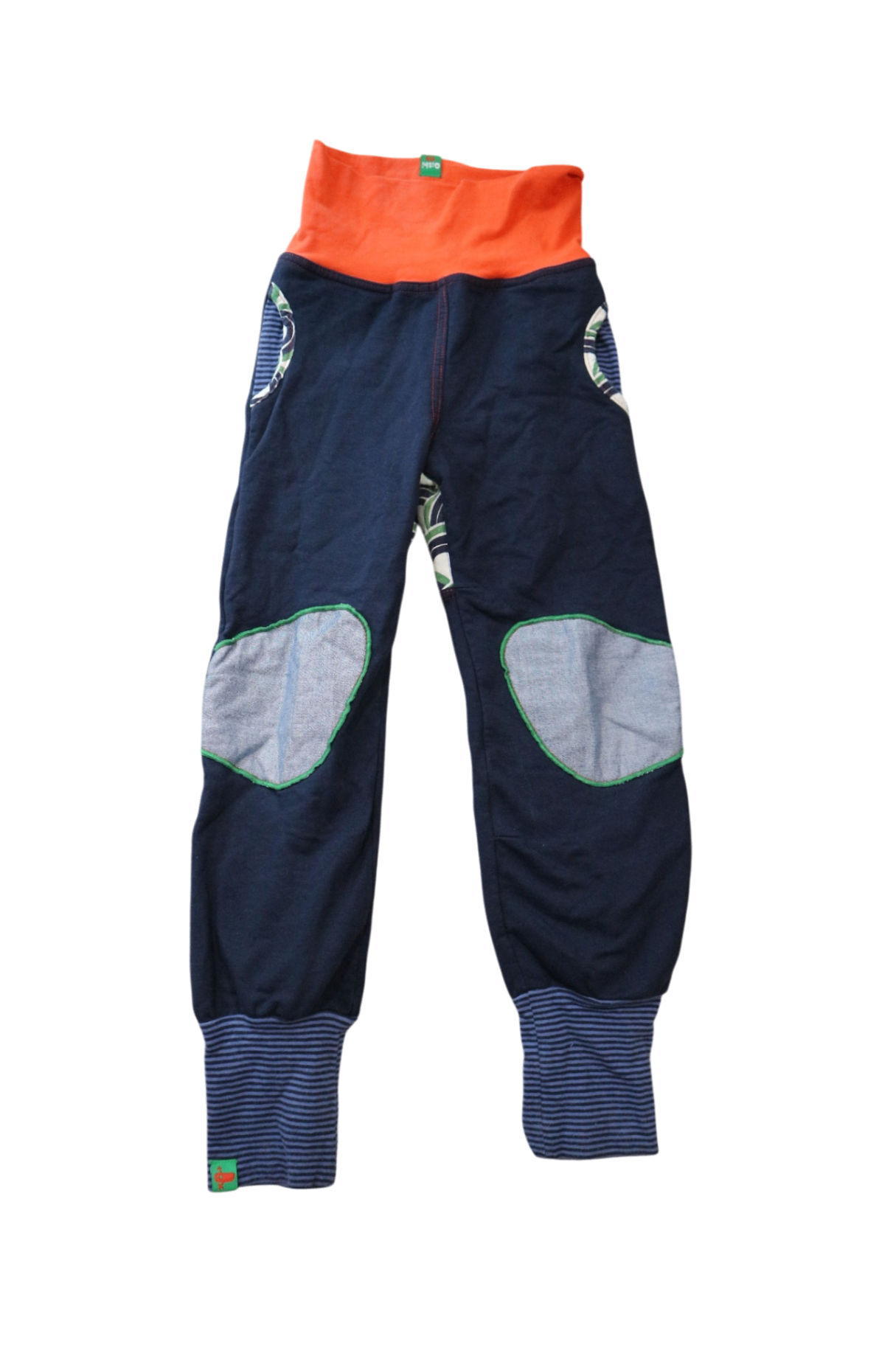 Oishi-m Pants, Navy Blue with Orange Grey Trims, 5-6Y
