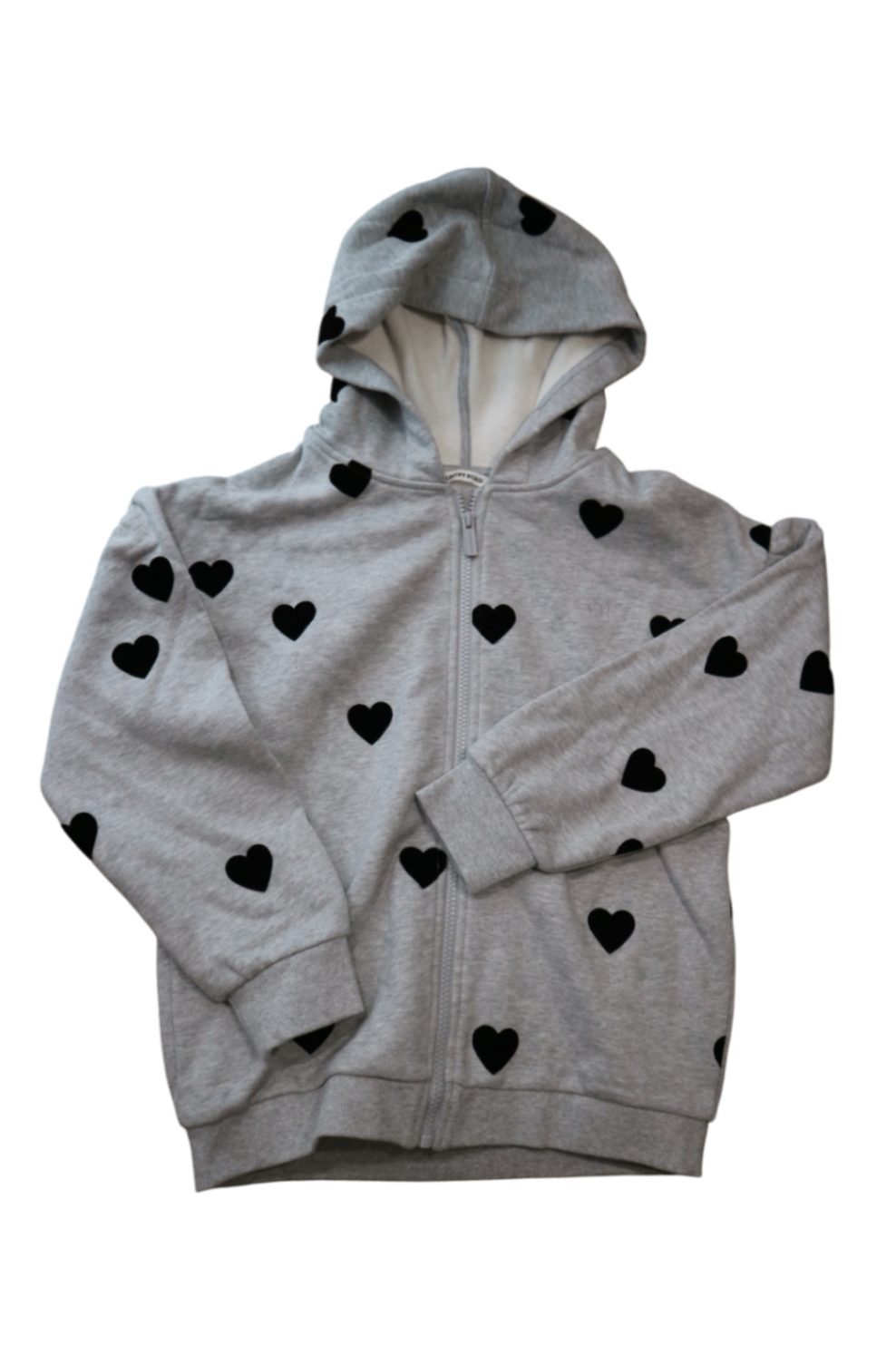Country Road Hoodie, Grey Black Hearts, 10