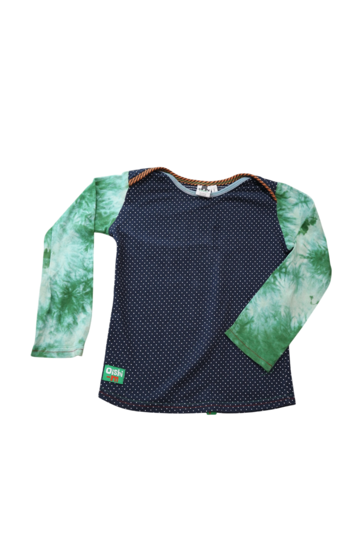 Oishi-m Long-Sleeve T-Shirt, Navy, green and white, 5-6Y