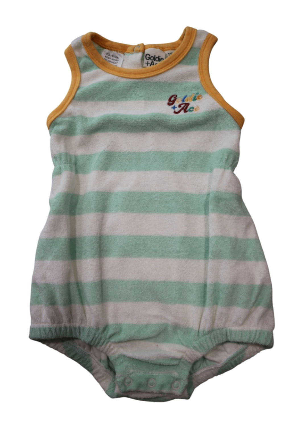 Goldie + Ace Bodysuit, Mint green and white with orange trim, 0