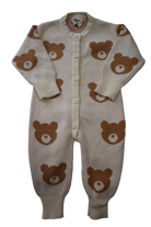 Blossom & Pear Knit Jumpsuit, Cream and brown, 000
