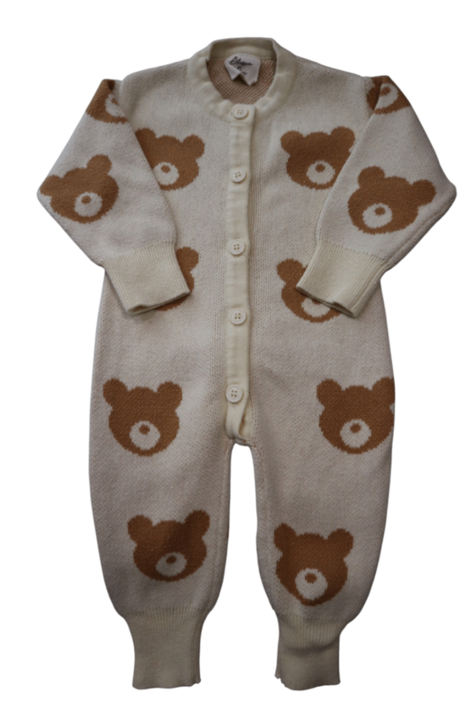 Blossom & Pear Knit Jumpsuit, Cream and brown, 000