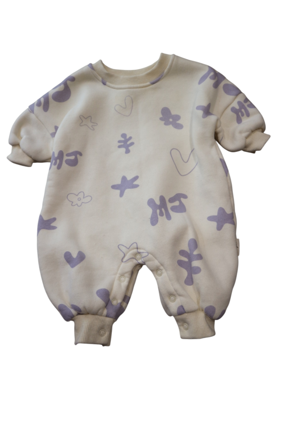 Myla Jane Playsuit, Cream with purple print, 000