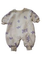 Myla Jane Playsuit, Cream with purple print, 000