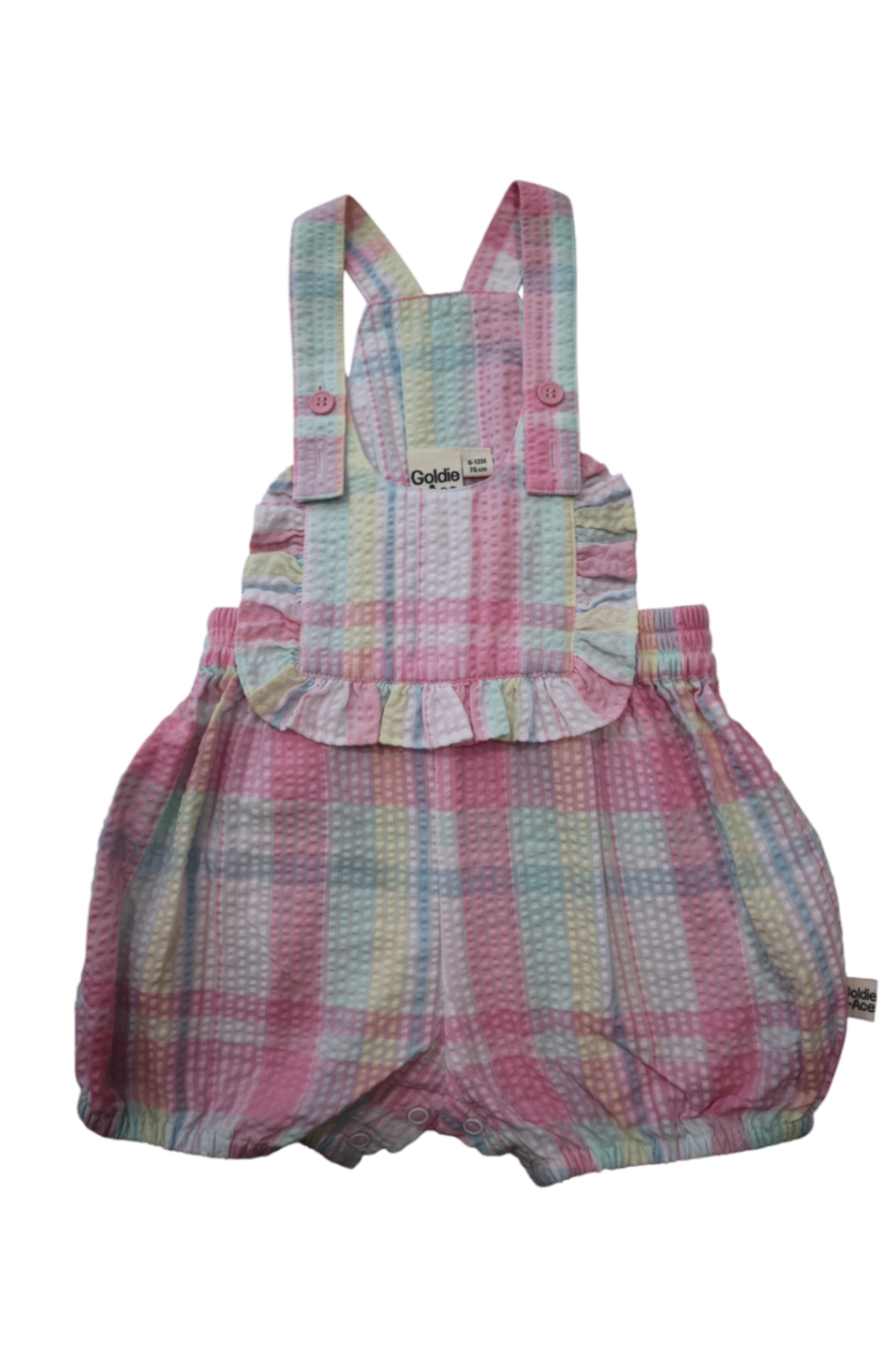 Goldie + Ace Playsuit, Pastel pink, blue, yellow and white, 0