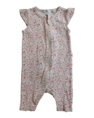 Purebaby Jumpsuit, White with pink and orange floral print, 0