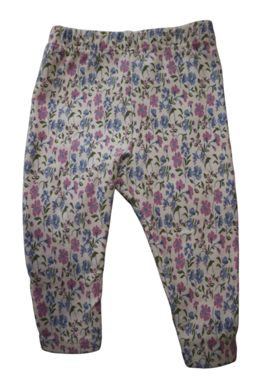 Purebaby Leggings, White with pink, blue and green floral print, 000