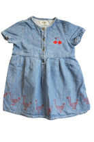 Bobo Choses Dress, Blue denim/cherries & geese, 3