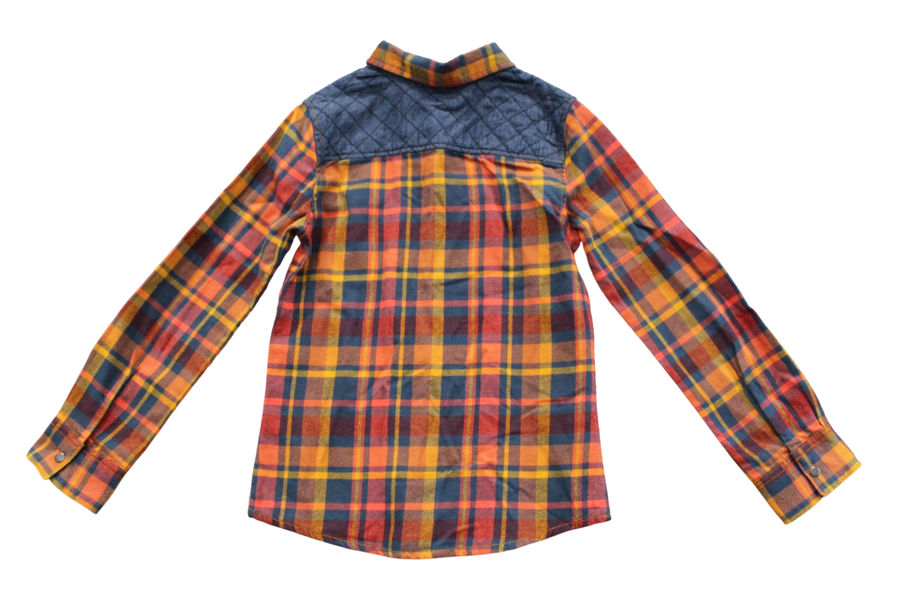 Catimini Shirt, Navy/red/yellow plaid, 7