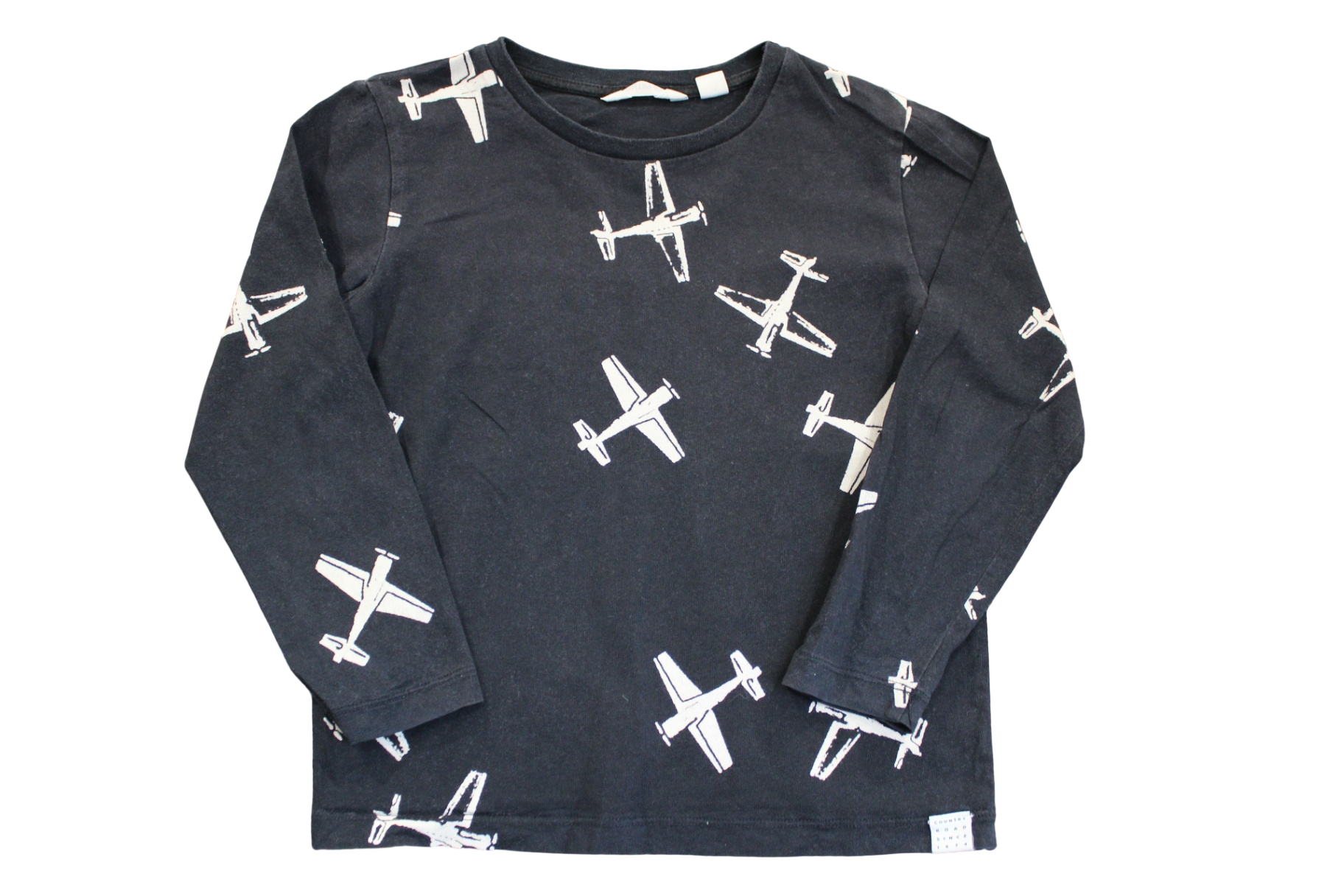 Country Road Long-Sleeve T-Shirt, Black/Airplanes, 5