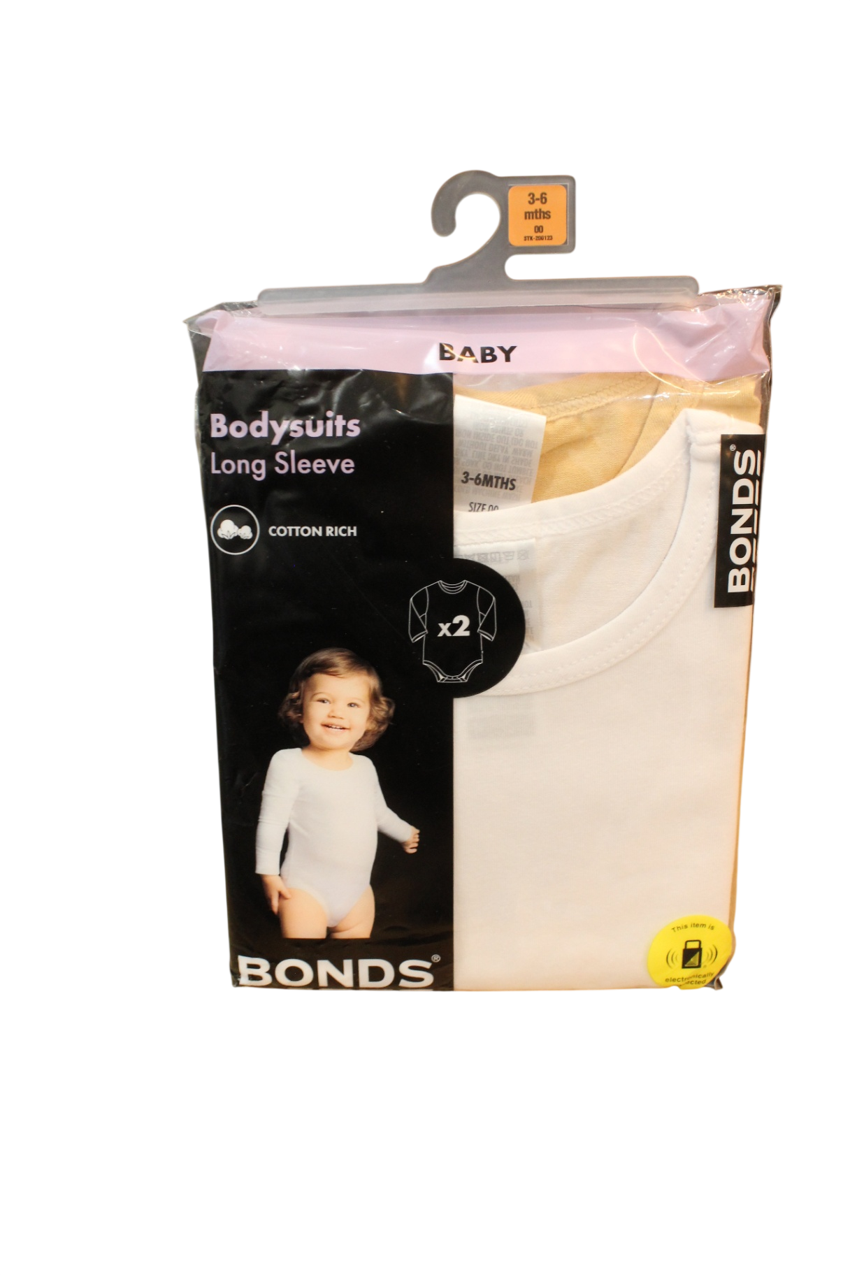 Bonds Bodysuit 2 Pack, White/tan, 00