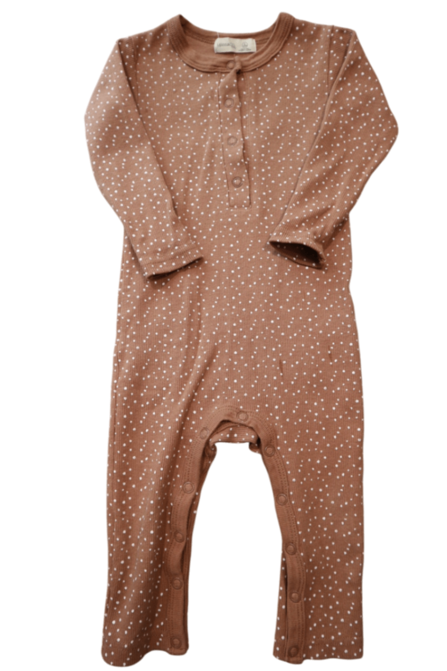 Miann & Co Jumpsuit, Brown with white polka dots, 0