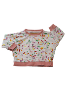 Kip&Co Jumper, White with multicoloured accents and pink trims, 3-4