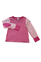 Polarn O. Pyret Long-Sleeve T-Shirt, Pink and White, 4-6