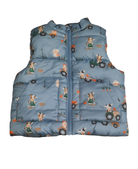Purebaby Puffer Vest, Blue/farmer cow print/sherling lined, 4