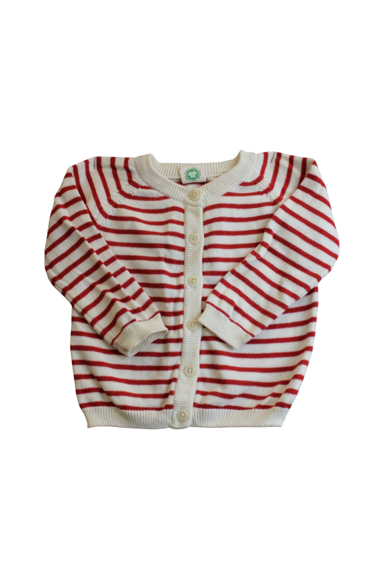 Nature Baby Cardigan, Cream and red, 0