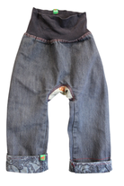 Oishi-m Pants, Blue denim/paisley cuff lining/patchwork, 2-3