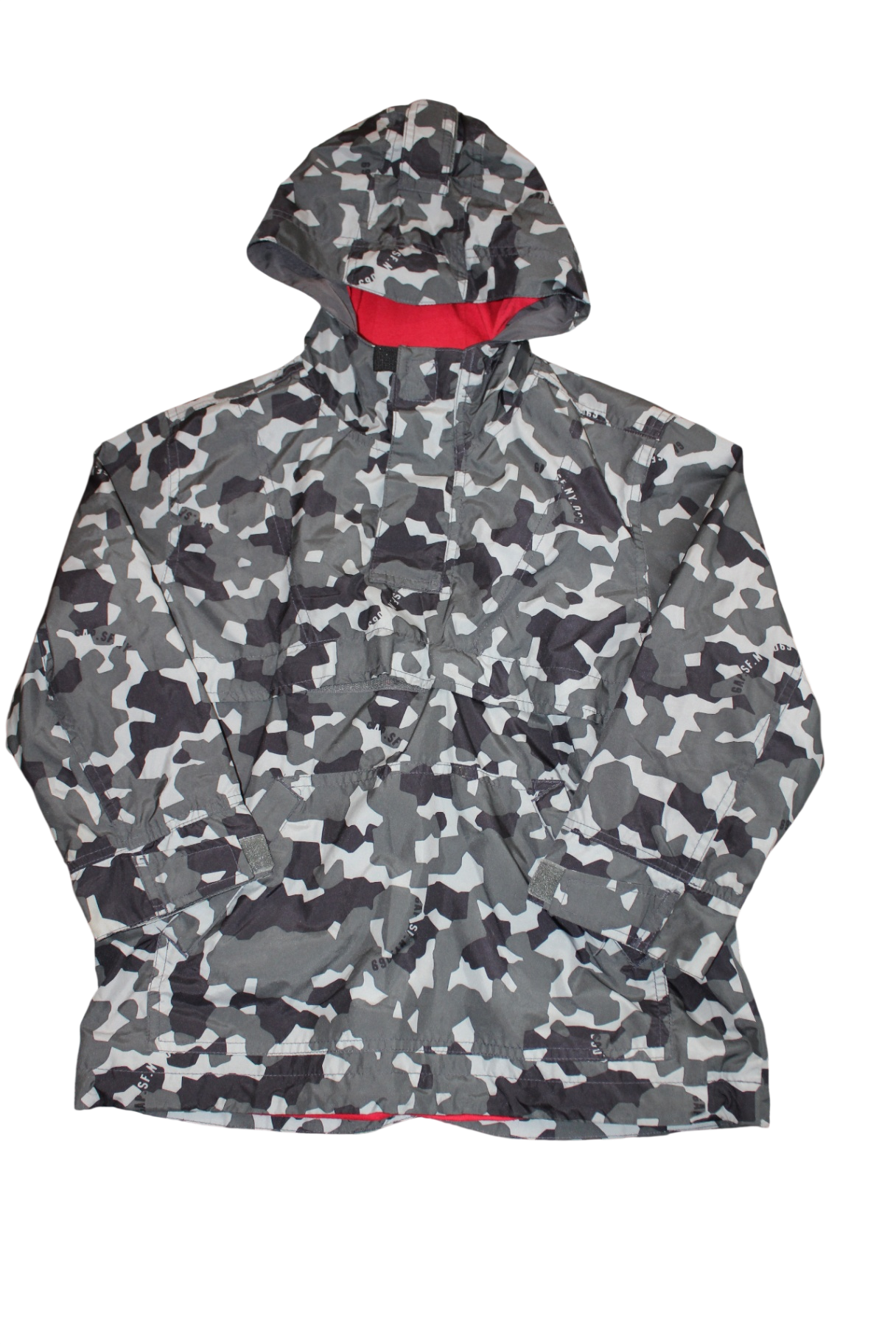 Gap Kids Windbreaker, Grey/navy camo/Red lining, S (6-7)