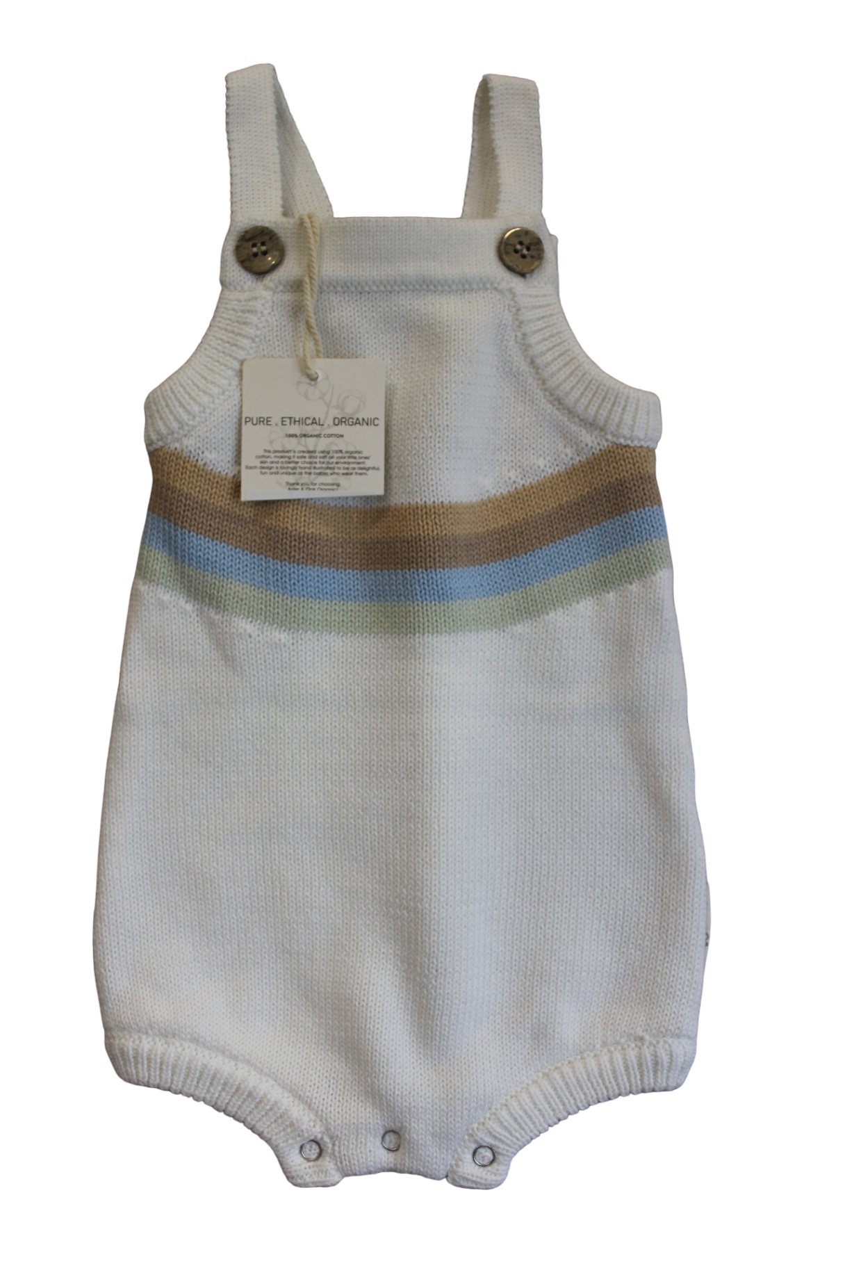 Aster & Oak Romper, White/stripes, 00