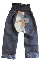 Oishi-m Pants, Blue denim/paisley cuff lining/patchwork, 2-3
