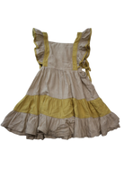 Little Indahs Dress, Beige with Mustard Trims, 4
