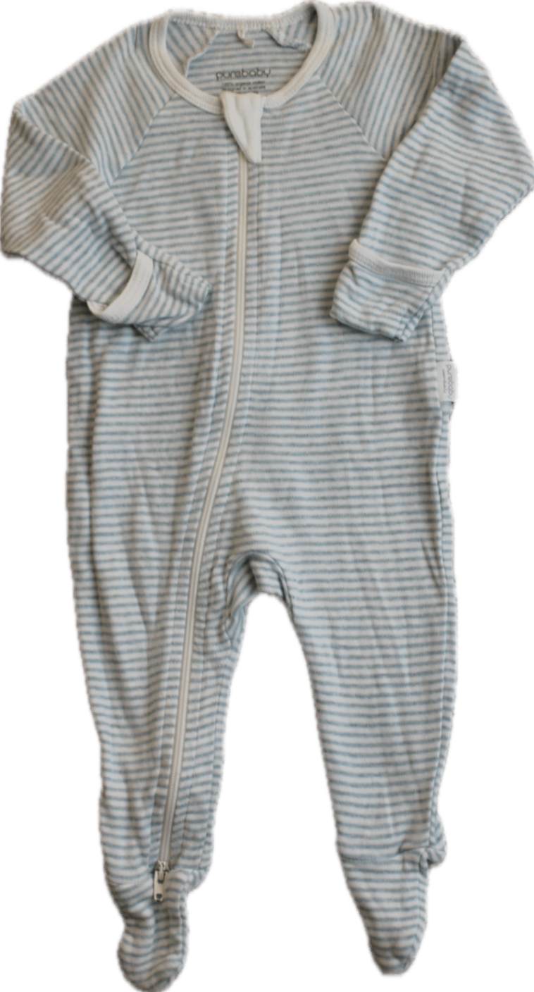 Purebaby Jumpsuit, Cream and light blue, 000