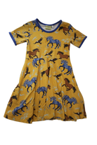 Coddi & Womple Dress, Yellow w Horses, 6