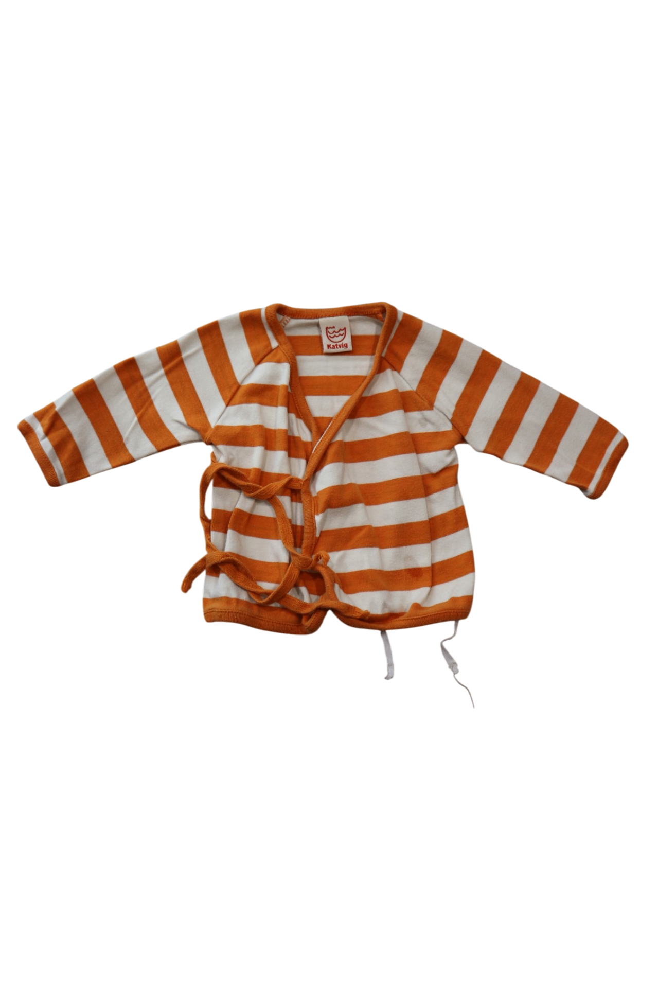 Katvig Cardigan, Orange White Stripes, 0-3M