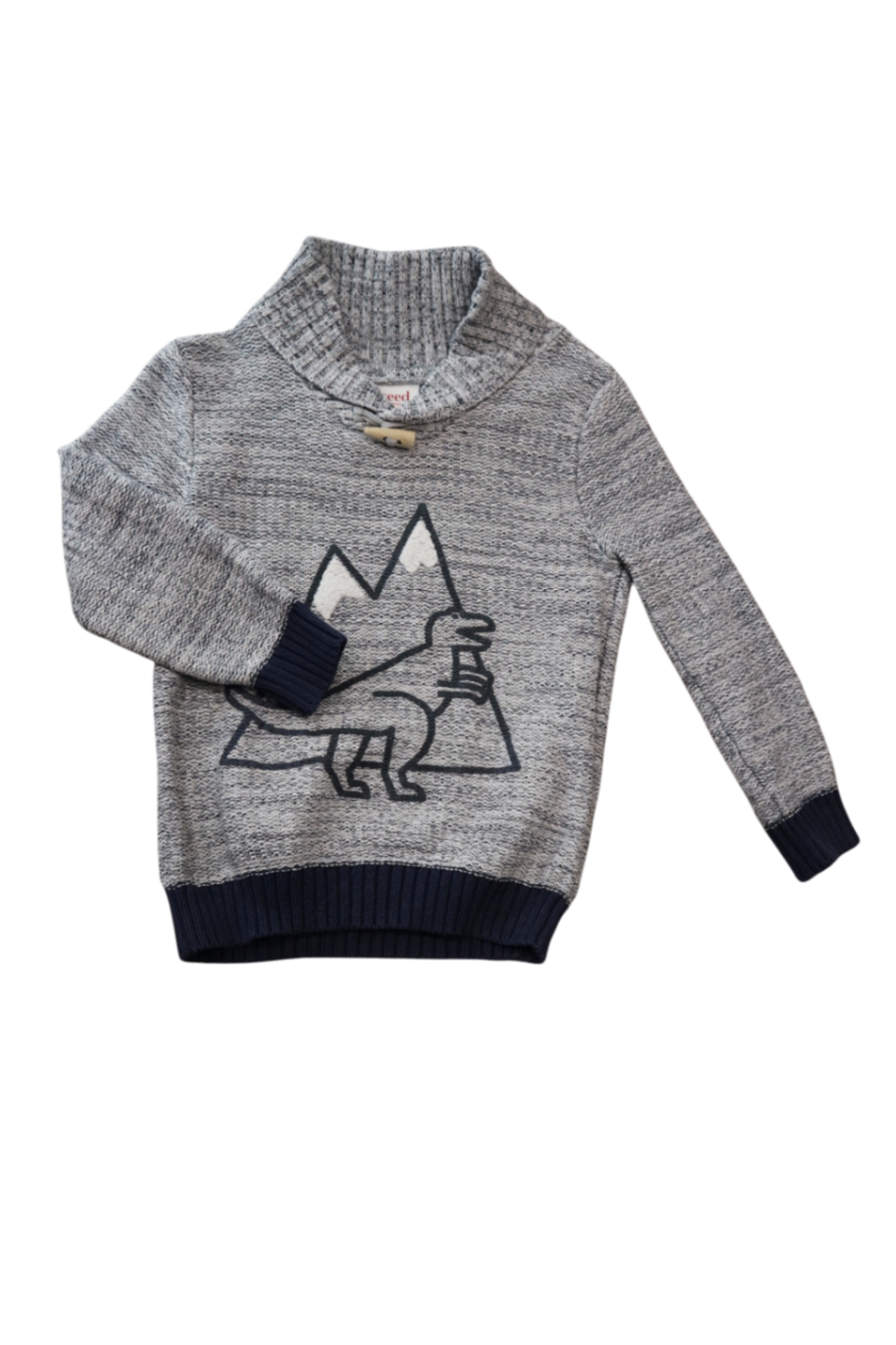 Seed Jumper, Grey Navy Trims w Dinosaur, 5