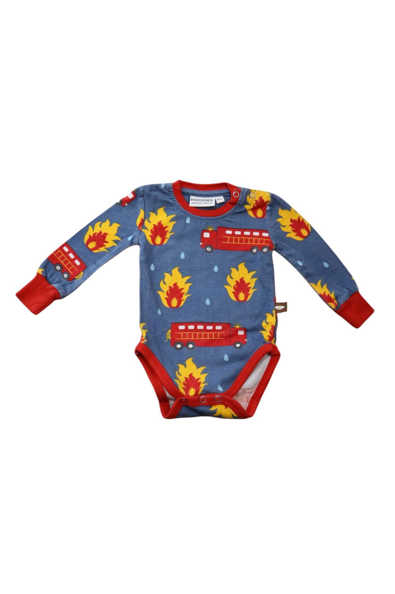 Moromini Bodysuit, Blue Firetrucks, 0-3M