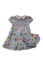 Baby Boden Dress & Bloomer, Blue Multi Ice Cream, 9-12M