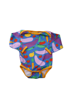 DUNS Bodysuit, Blue w Multi Veggies, 6-9M