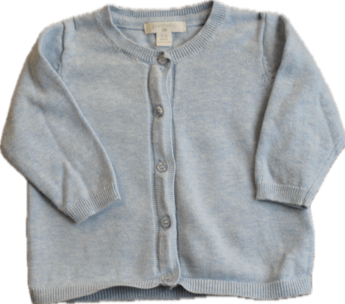 Purebaby Cardigan, Light Blue, 00