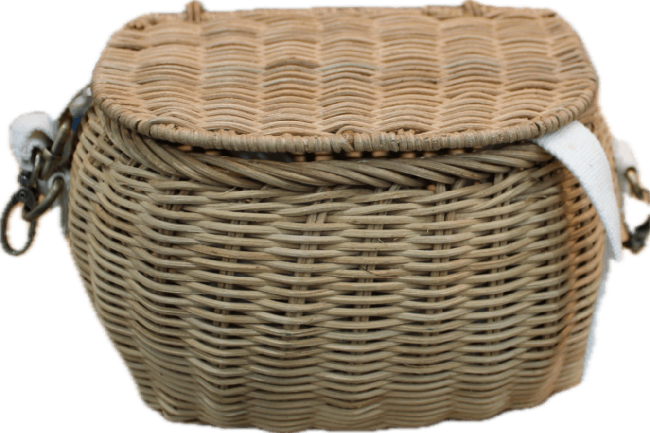 Olliella Basket Bag, Natural beige and white, One Size