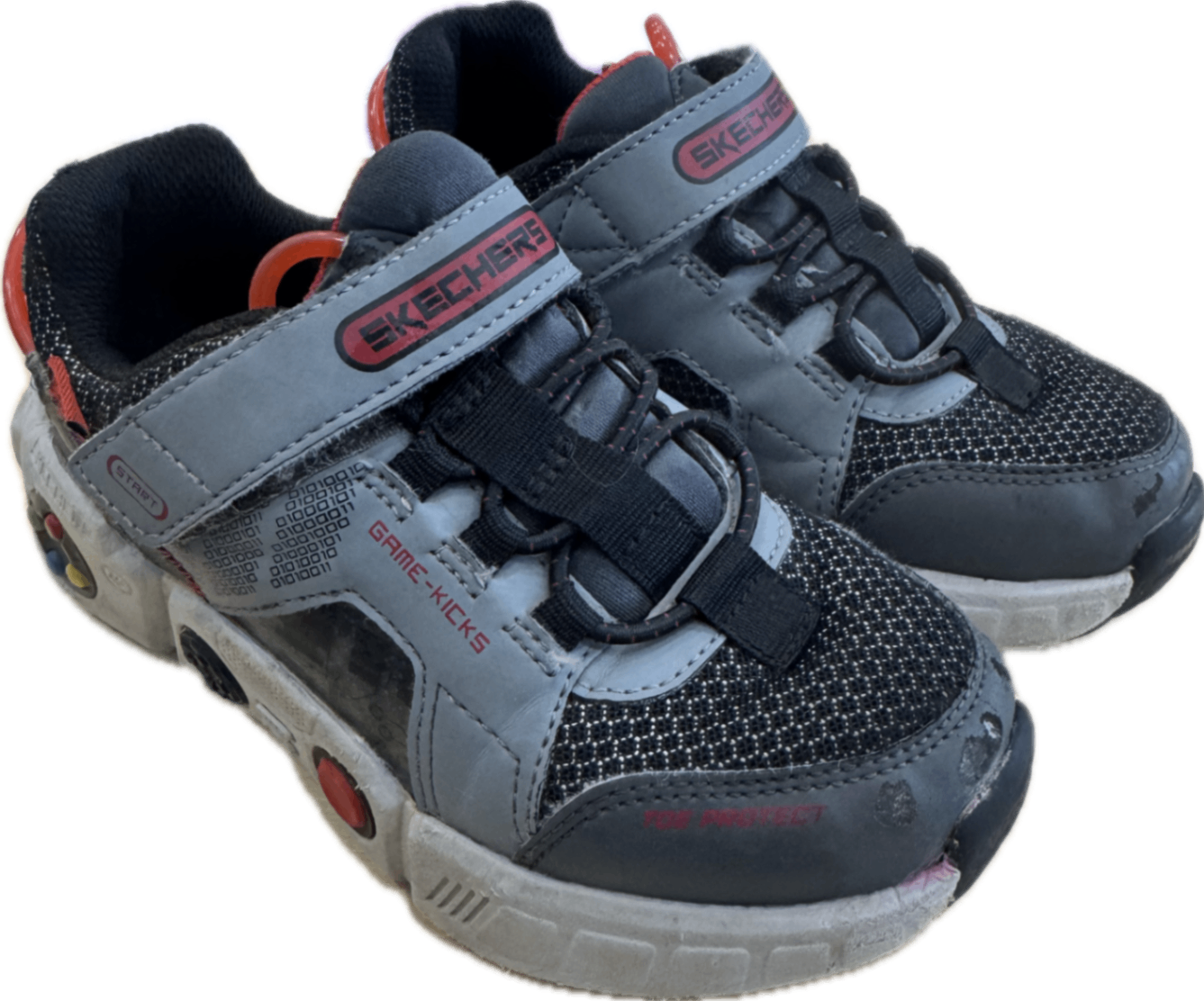 Skechers Sneakers, grey and black with red accents, US 12/EU 28.5