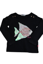 Ghanda Long-Sleeve Top, Black, fish, 5