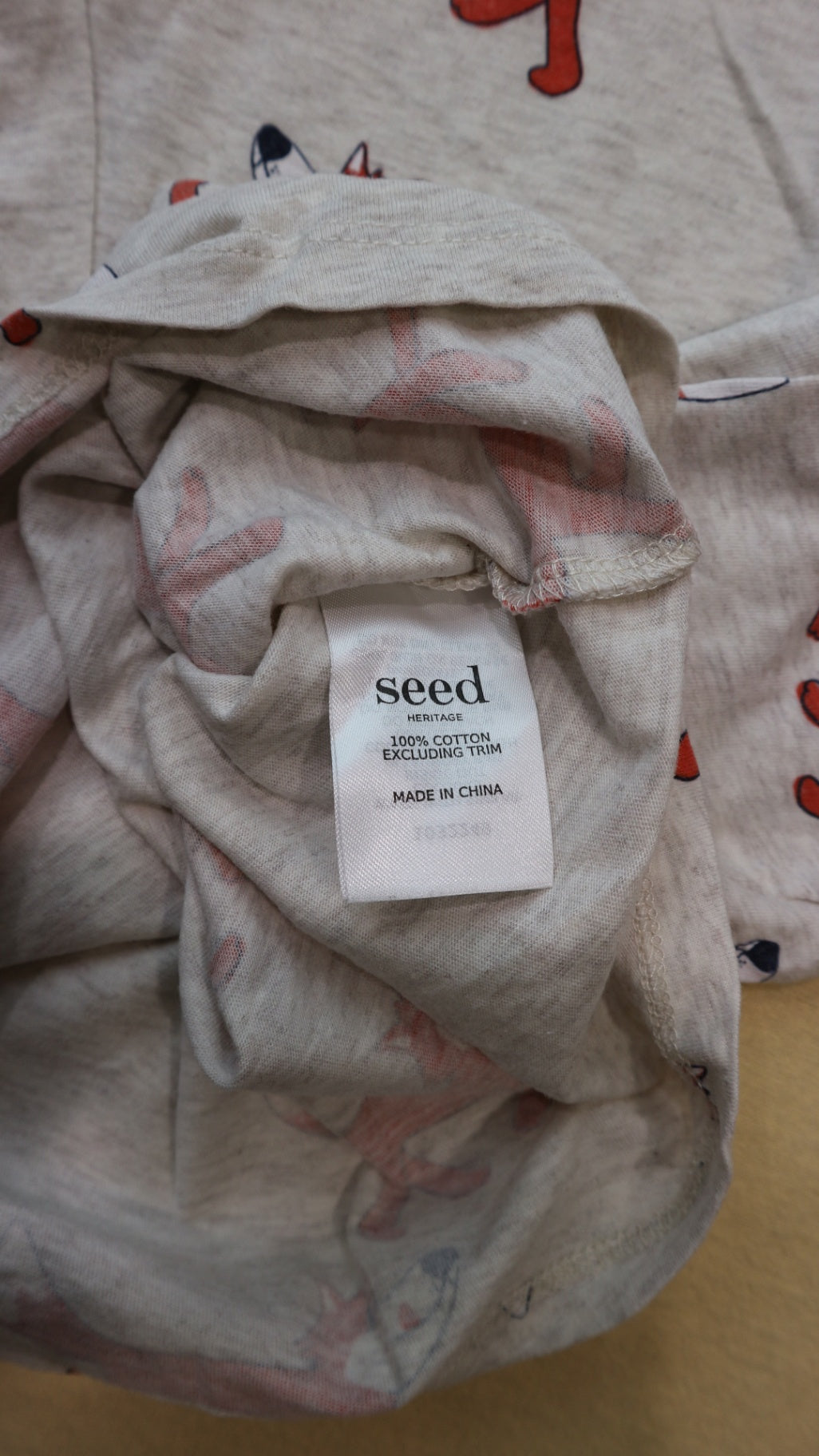 Seed Heritage Long-Sleeve T-Shirt, Grey with Red Print, 8