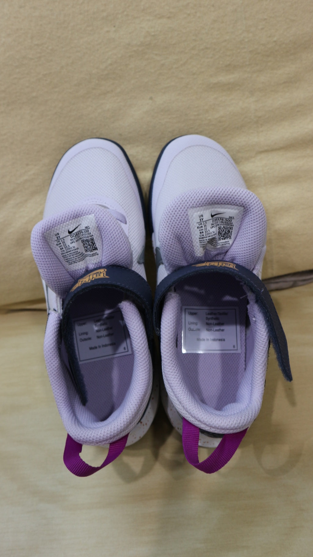 Nike Sneakers, White, navy and light purple, US 3/EUR 35