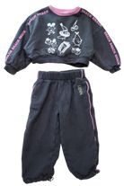 Lenn Label Tracksuit Set, Charcoal grey with pink accents, 0