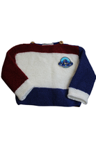 Handknit Knit Jumper, Red, White, Blue, 00