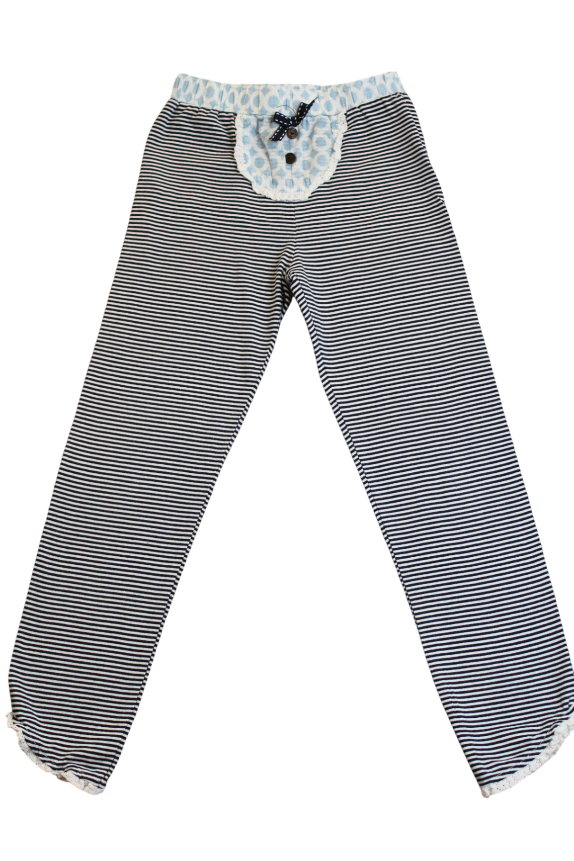 Oobi Leggings, Navy, white stripe, 7