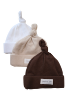 Cinnamon Baby Hat 3 Pack, White / Beige / Brown, 000