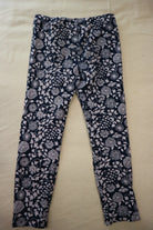 Nature Baby Knit Leggings, Navy blue with floral print, 4